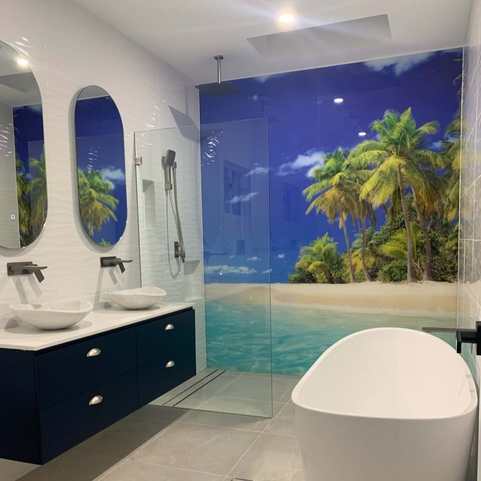Wall Panels, Panels, Printed Ssplashbacks, printed acrylic splashback, acrylic splashbacks, polymer splashbacks, shower wall panels, shower panels, shower wall, wet wall, beach splashback, bathroom shower wall panels,, lamipanel, custom wall panels, wall panelling ideas