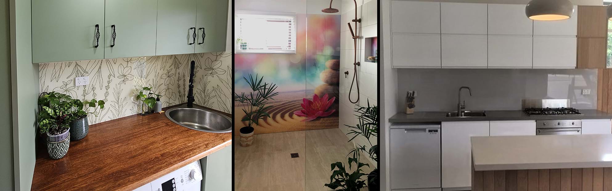 Walll Panels. Acrylic Splashbacks, Panels, Printed acrylic splashbacks, polymer splashback, shower panel, shower wall panels, wet wall panels, bathroom shower wall, laundry splashback, kitchen splashback, wall panelling ideas, lamipanel